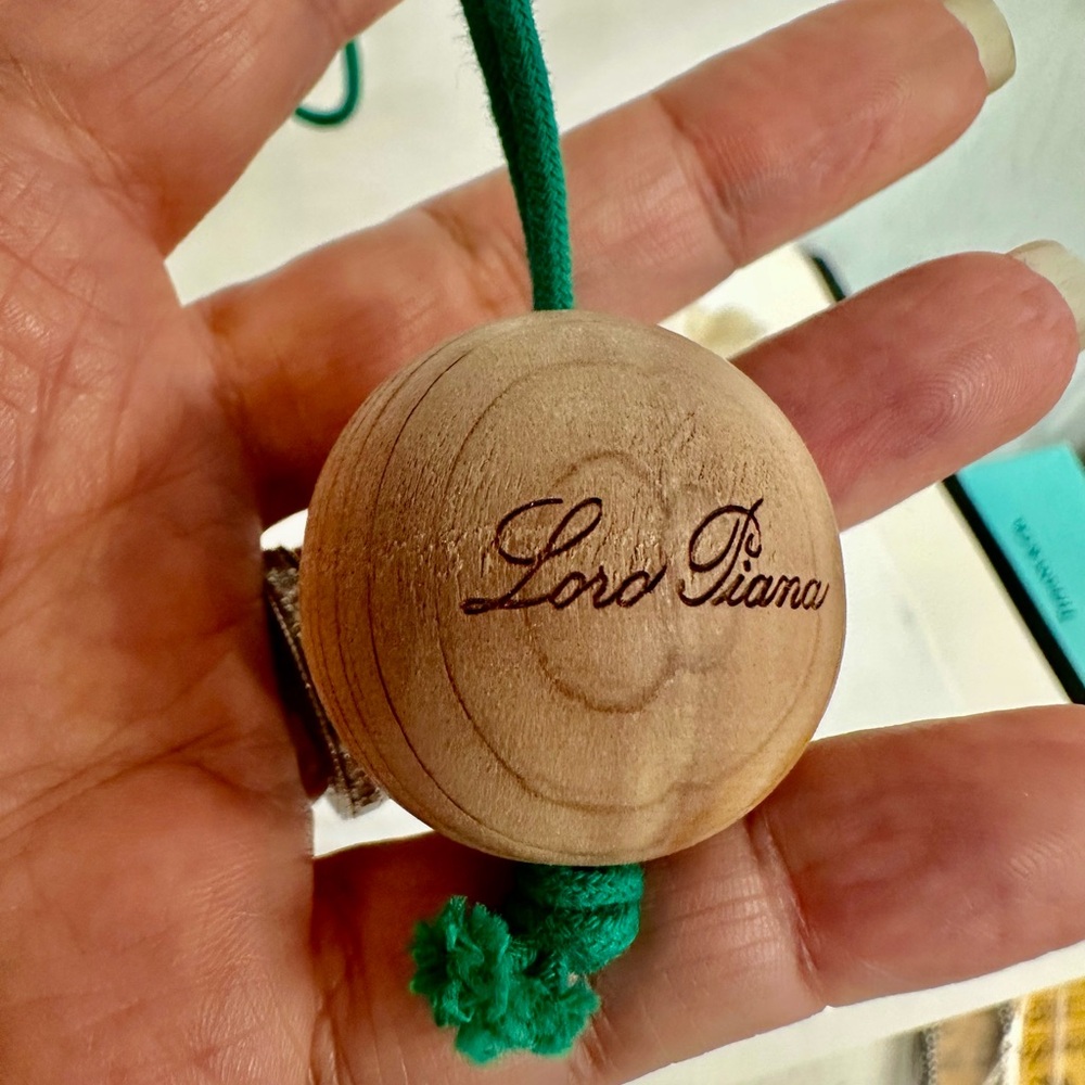 Loro Piana Wooden charm with Green String